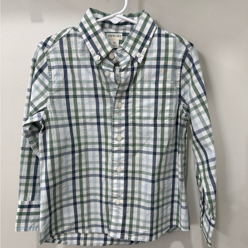 NWT Crewcuts Kids Plaid Shirt in Green & Blue